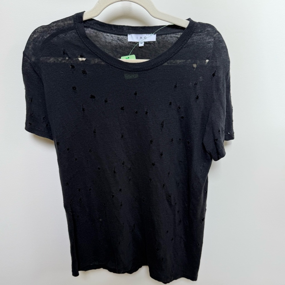 IRO Black Distressed Short Sleeve Tee